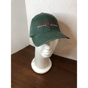 Polo Golf Ralph Lauren Dark Green W/ Red Cap Hat VTG Strap Back